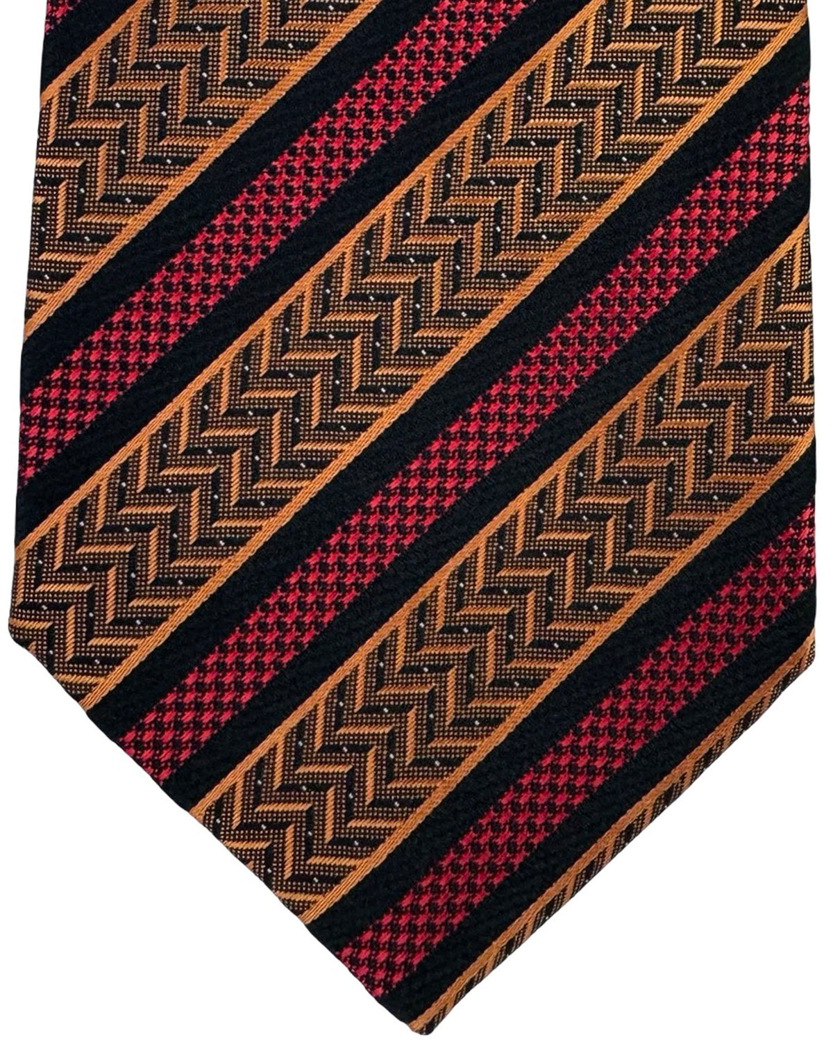 Missoni Silk Tie Black And Brown Herringbone Stripe