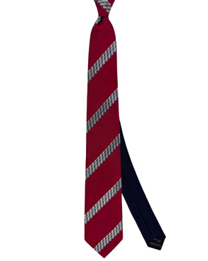 Missoni Silk Tie Red Gray Patterned Stripes