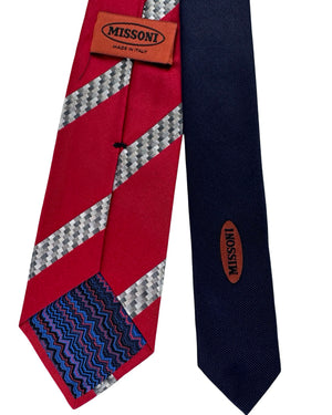 Missoni Silk Tie Red And Grey Stripe