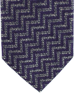 Missoni Necktie Purple Gray Zig Zag Design