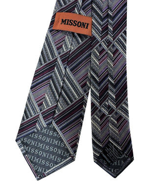 Missoni Silk Tie Gray Black Purple 3D