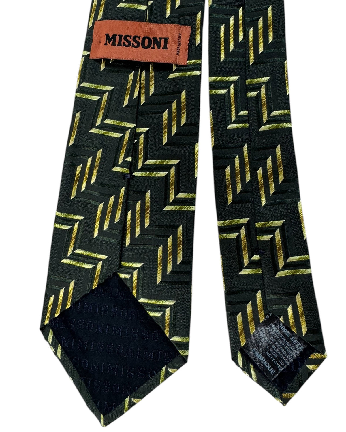 Missoni Silk Tie Green Herringbone