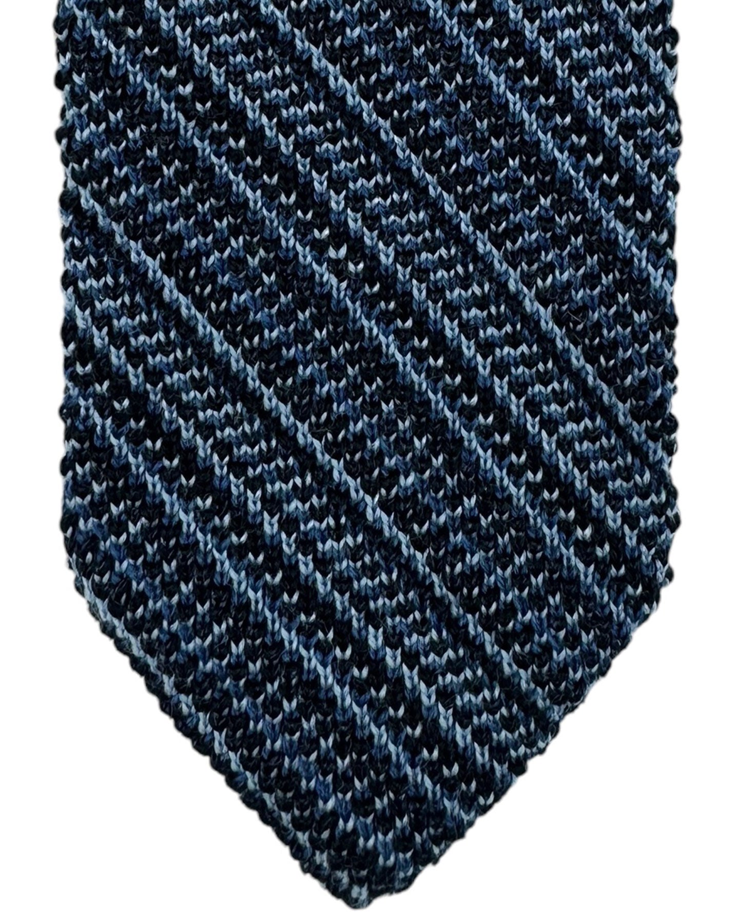 Missoni Knitted Skinny Tie Navy Blue Stripes Design