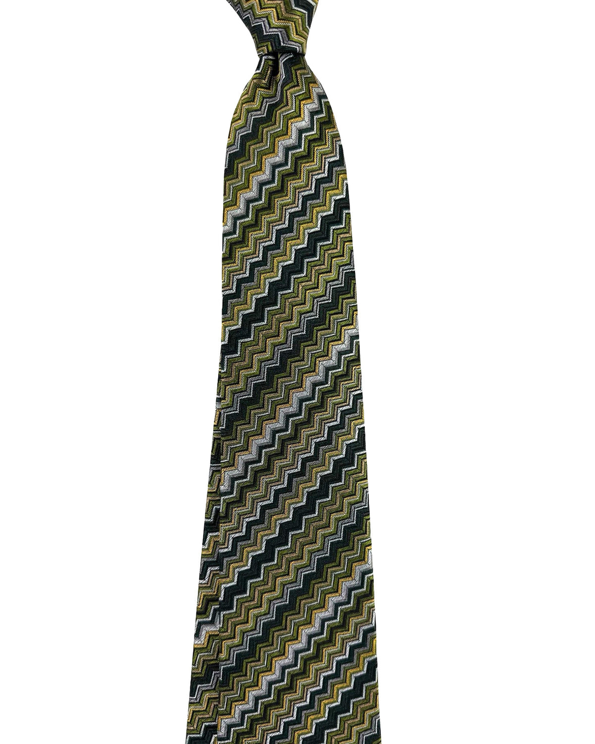 Missoni Silk Tie Green Gray Chevron Pattern