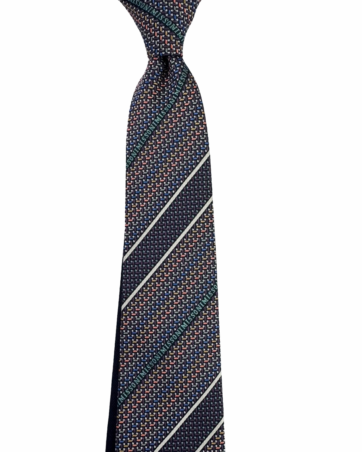 Missoni Silk Tie Purple Multicolor Branded Stripes