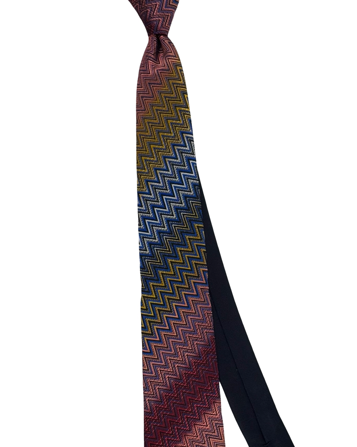 Missoni Silk Tie Bordeaux Pink Royal Blue ZigZag Chevron Pattern