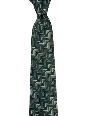 Missoni Silk Tie Green Black Silver ZigZag Pattern