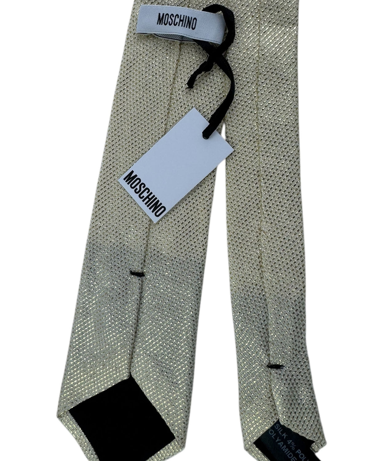 Moschino Silk Tie Sage Green With Metallic Textured Weave