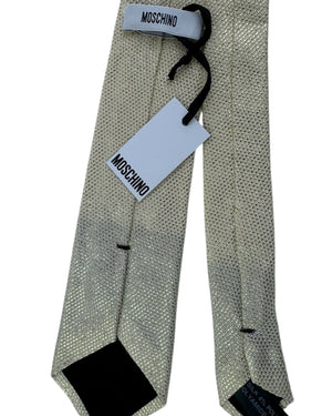 Moschino Silk Tie Sage Green With Metallic Textured Weave