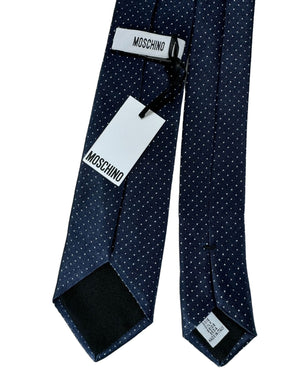 Moschino Tie Midnight Blue Silver Micro Dots SALE