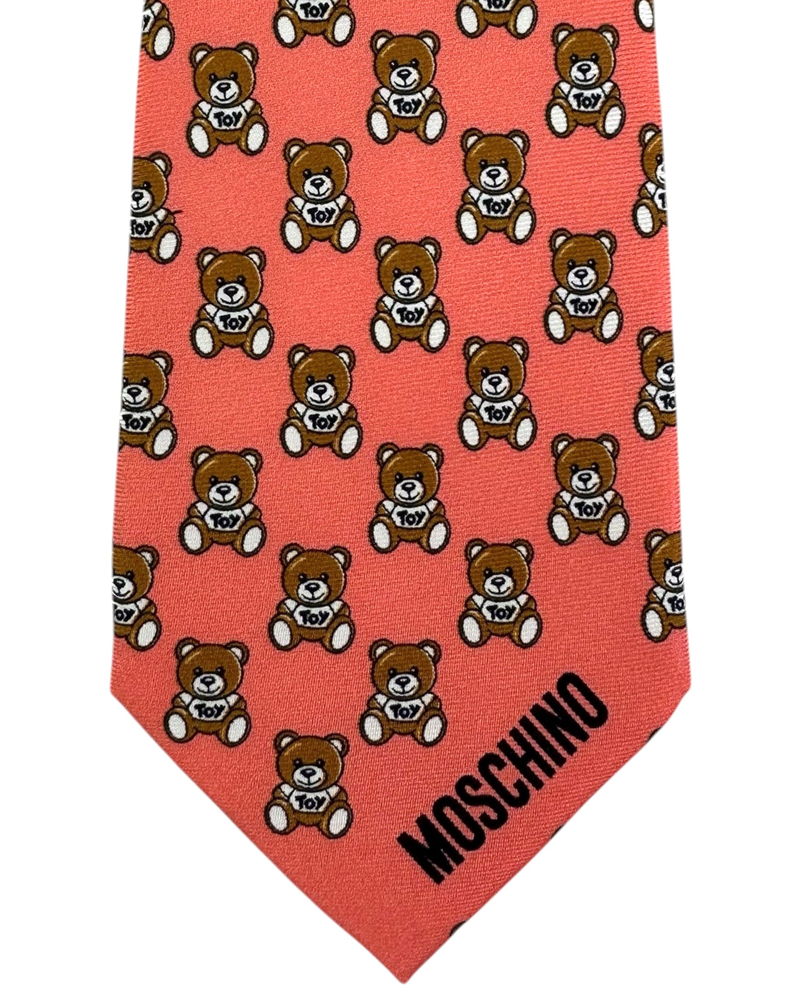 Moschino Silk Tie Peach Teddy Bear