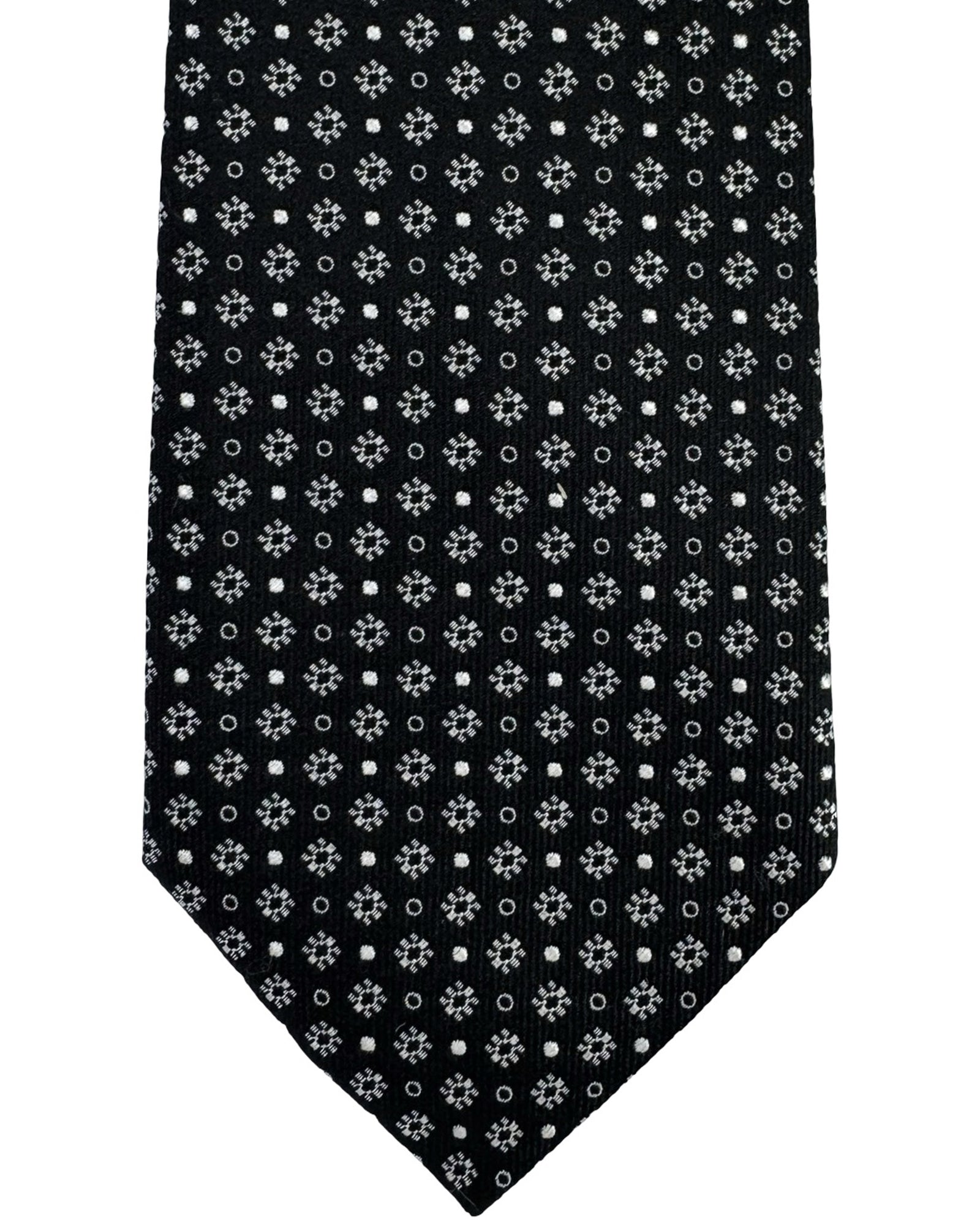 Moschino Silk Tie Black Silver Geometric Design