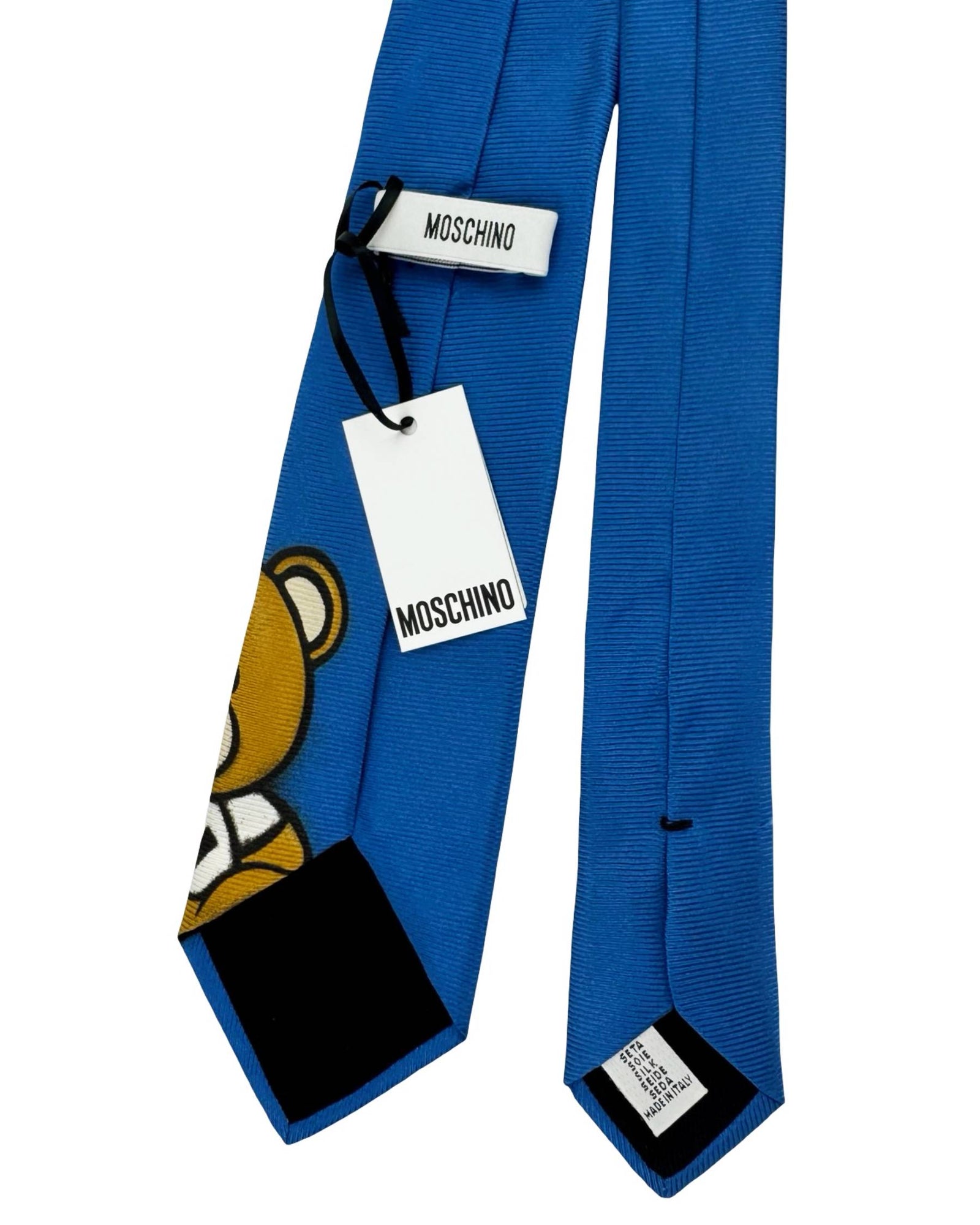 Moschino Silk Tie Blue Toy Bear Design