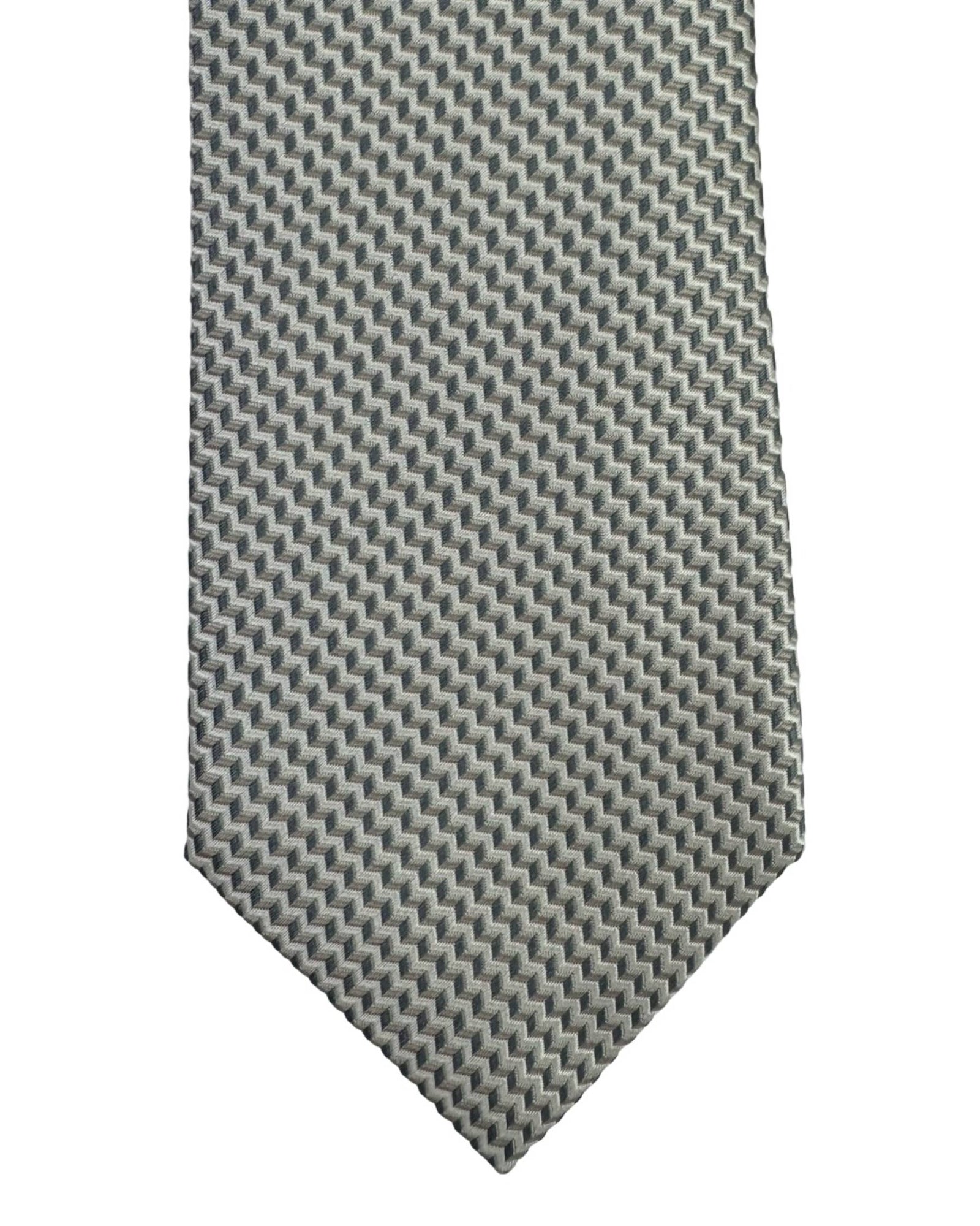 Moschino Silk Tie Grey Silver Chevron Design