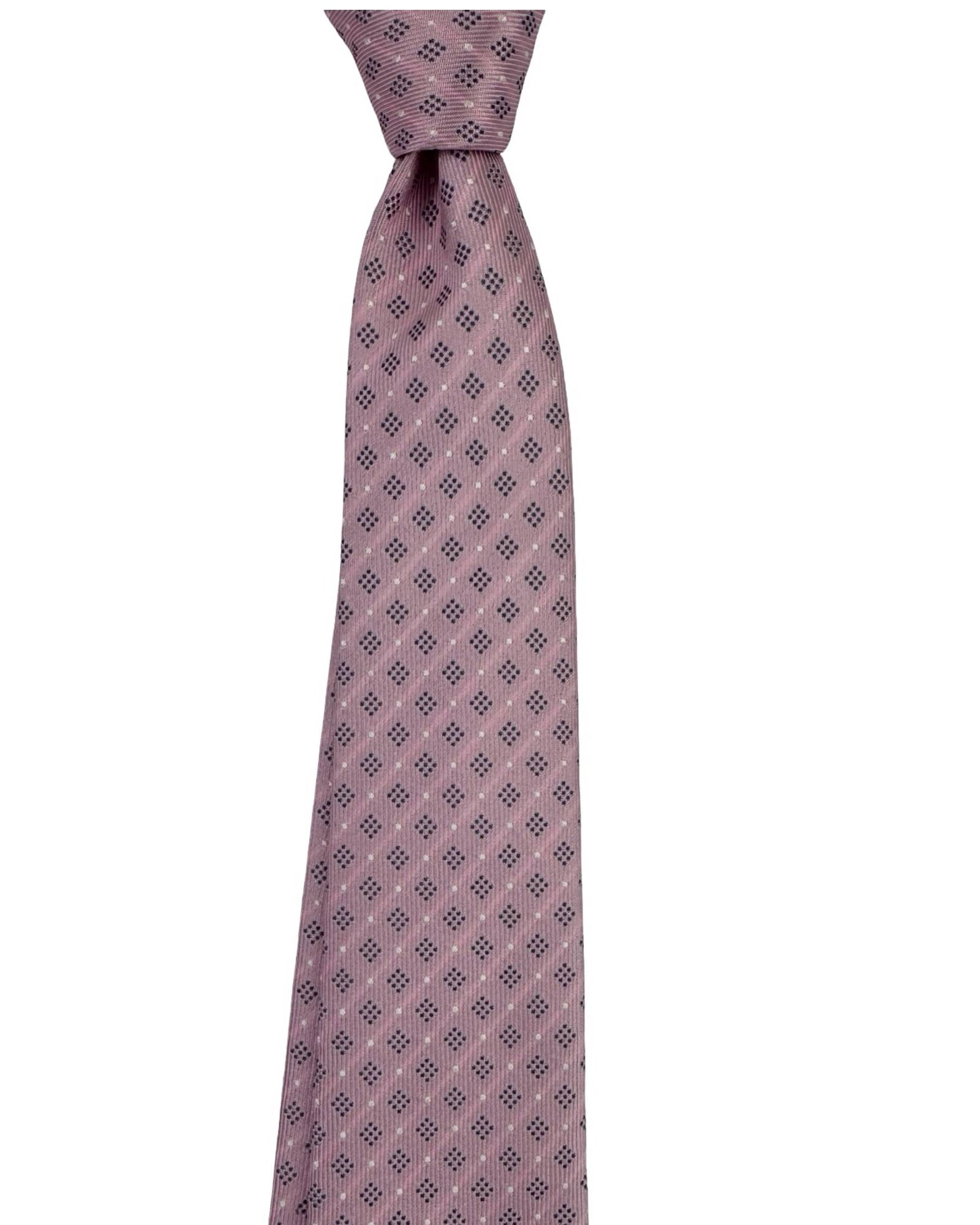 Moschino Silk Tie Pink Navy Silver Geometric Design