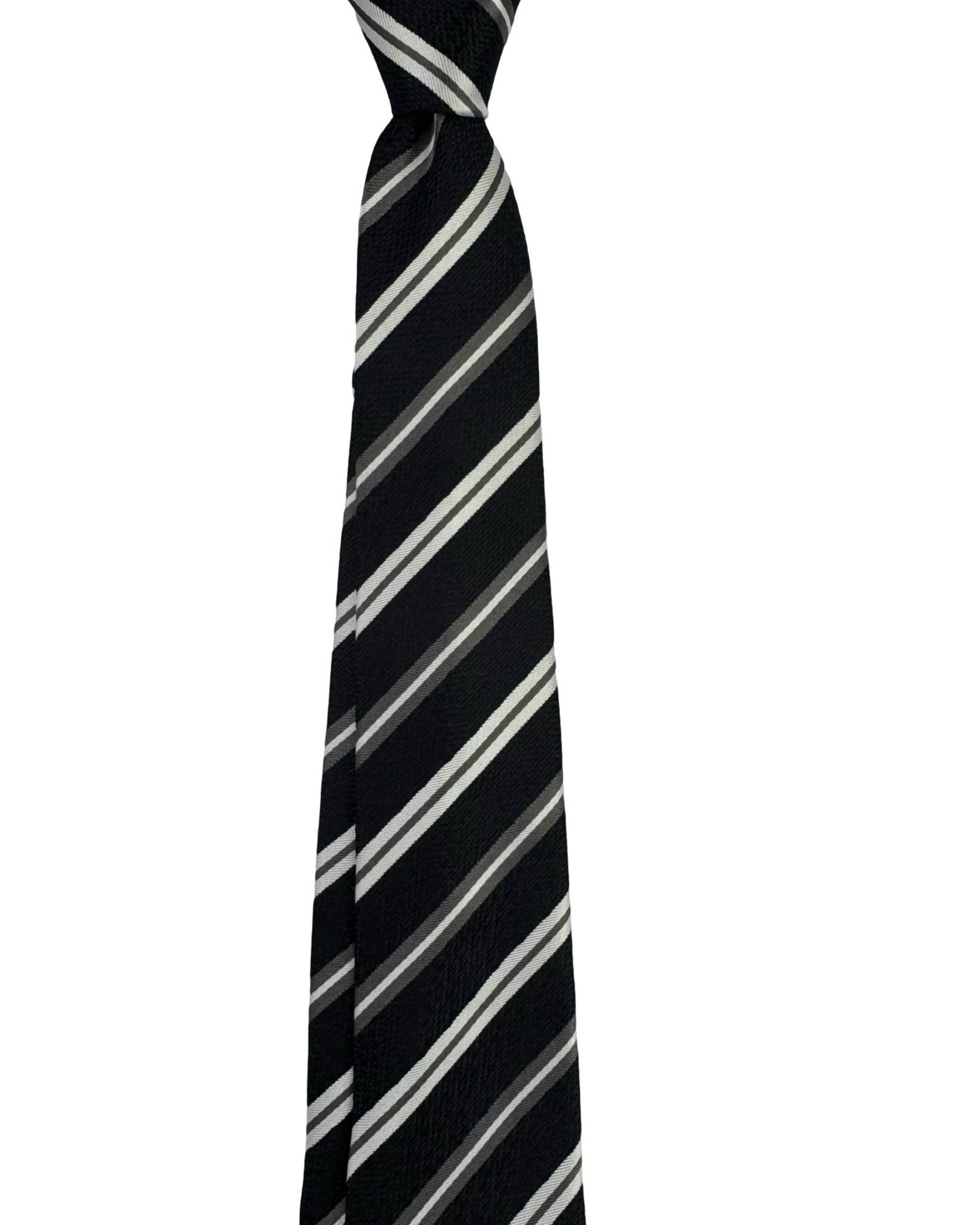 Moschino Tie Black Gray Silver Stripes