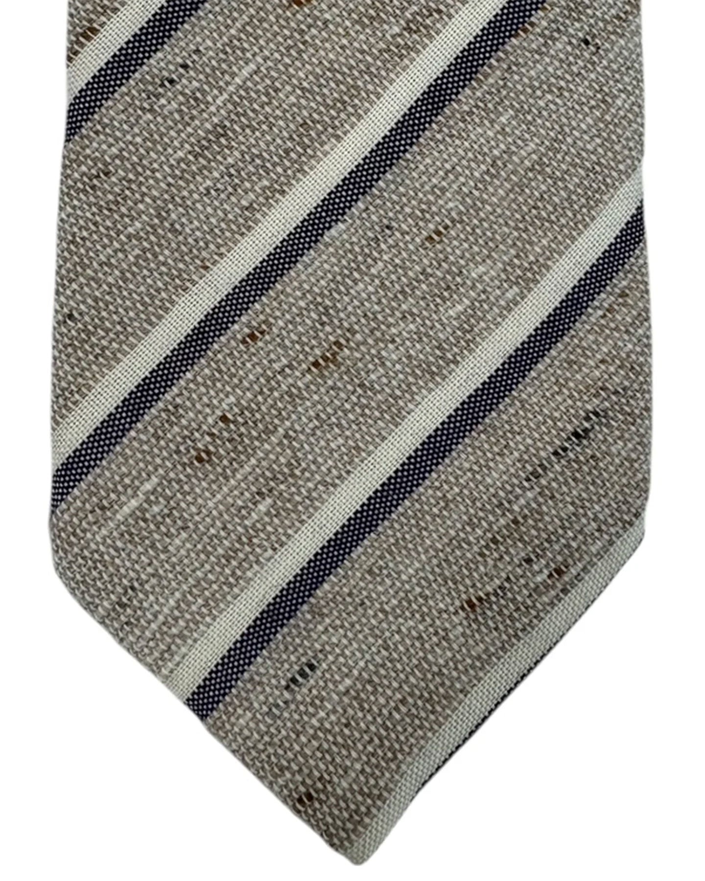 Luigi Borrelli Silk Tie Oatmeal Stripes