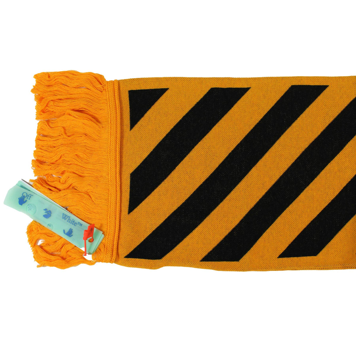 Off-White Scarf Orange Black Logo Design - Luxury Designer Shawl FINAL SALE