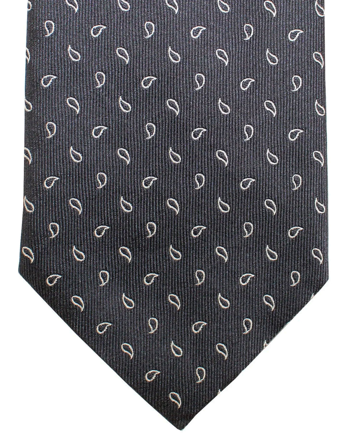 Armani Silk Tie Anthracite Gray Mini Paisley SALE