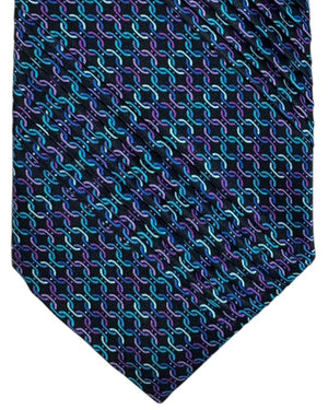 Vitaliano Pancaldi Pleated Silk Black Blue Purple Interlocking Chain Link