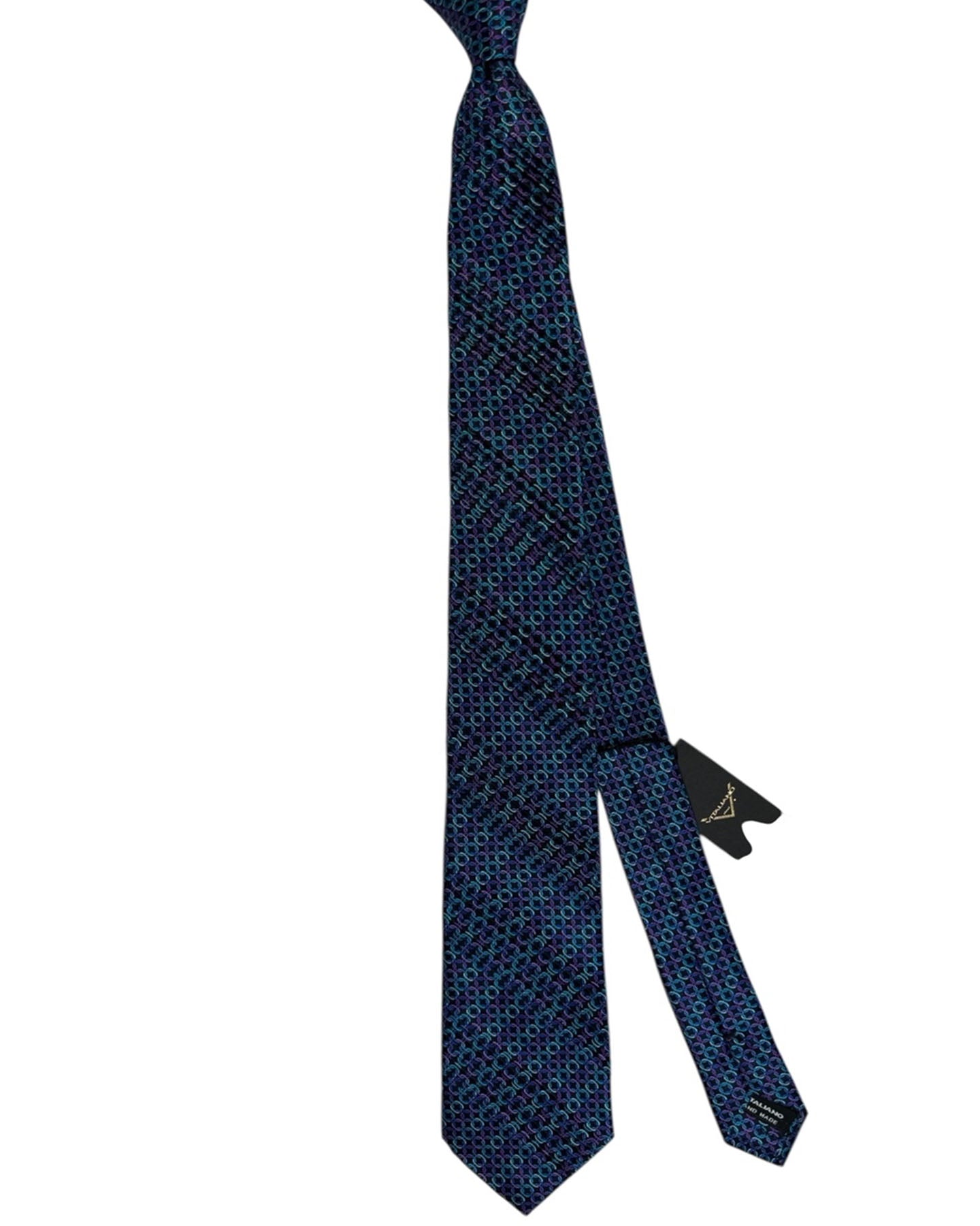 Vitaliano Pancaldi Pleated Silk Black Blue Purple Interlocking Chain Link