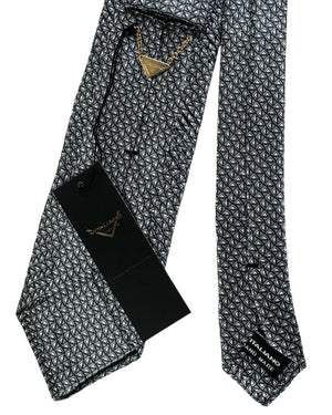 Vitaliano Pancaldi Pleated Silk Black Medallion Stripe