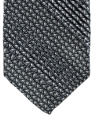 Vitaliano Pancaldi Pleated Silk Tie Black Textured Prism