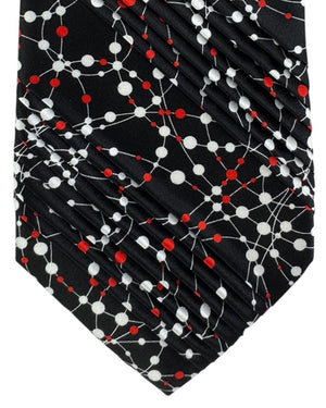 Vitaliano Pancaldi Pleated Silk  Red White Molecular Pattern