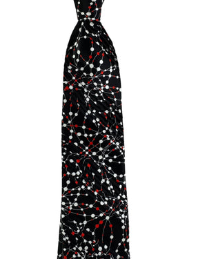 Vitaliano Pancaldi Pleated Silk  Red White Molecular Pattern