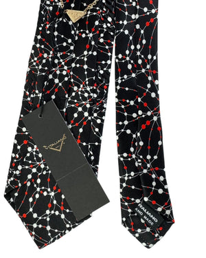 Vitaliano Pancaldi Pleated Silk  Red White Molecular Pattern