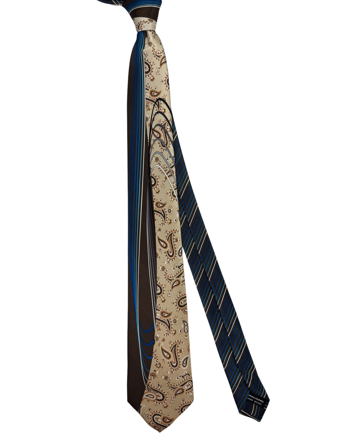 Vitaliano Pancaldi Tie Beige Paisley & Swirly Stripes