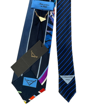 Vitaliano Pancaldi Tie Rainbow Botanical Noir