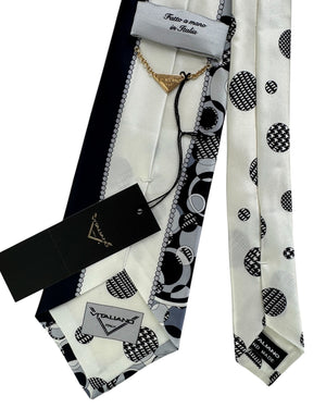 Vitaliano Pancaldi Tie Black Gray Monochrome Optical Circles