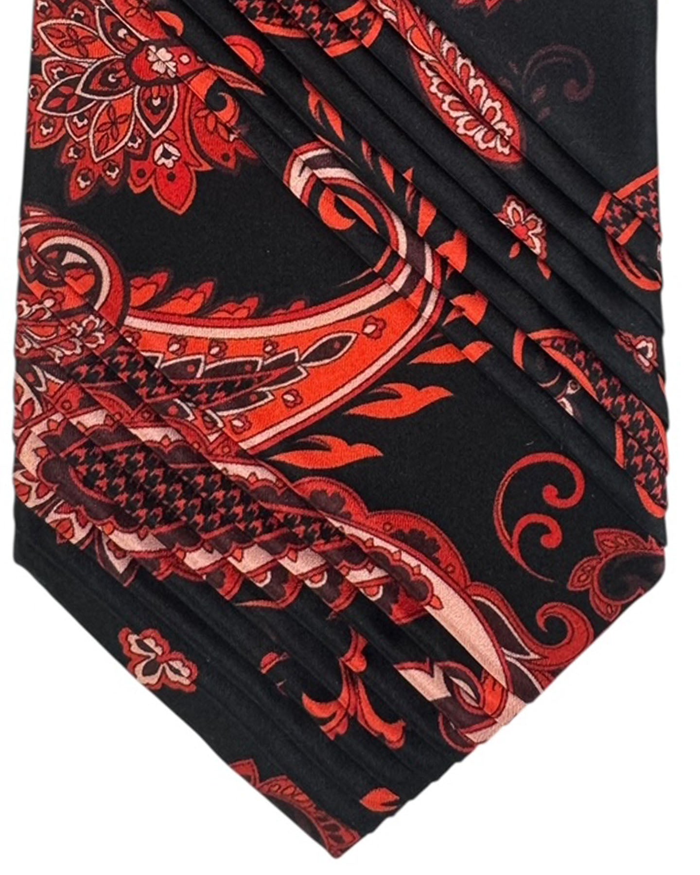 Vitaliano Pancaldi Pleated Silk Tie Maroon & Black Paisley