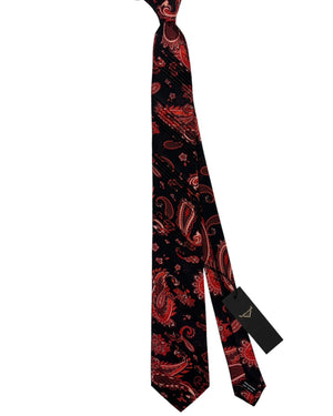 Vitaliano Pancaldi Pleated Silk Tie Maroon & Black Paisley
