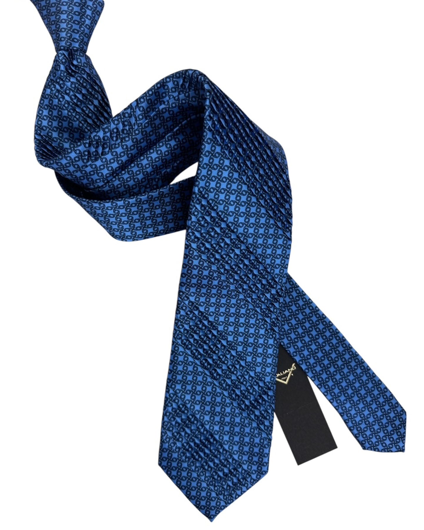 Vitaliano Pancaldi Pleated Silk Tie  Blue Bit Pattern