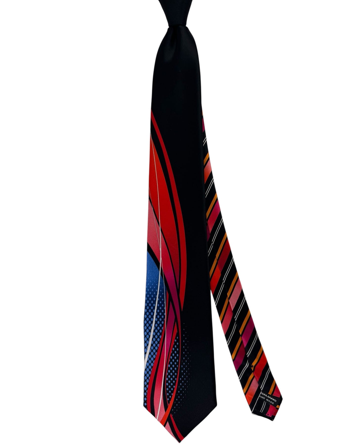Vitaliano Pancaldi Silk Tie Black Red Swirl