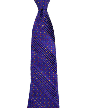Vitaliano Pancaldi Pleated Silk Tie Purple Multicolor Diamond
