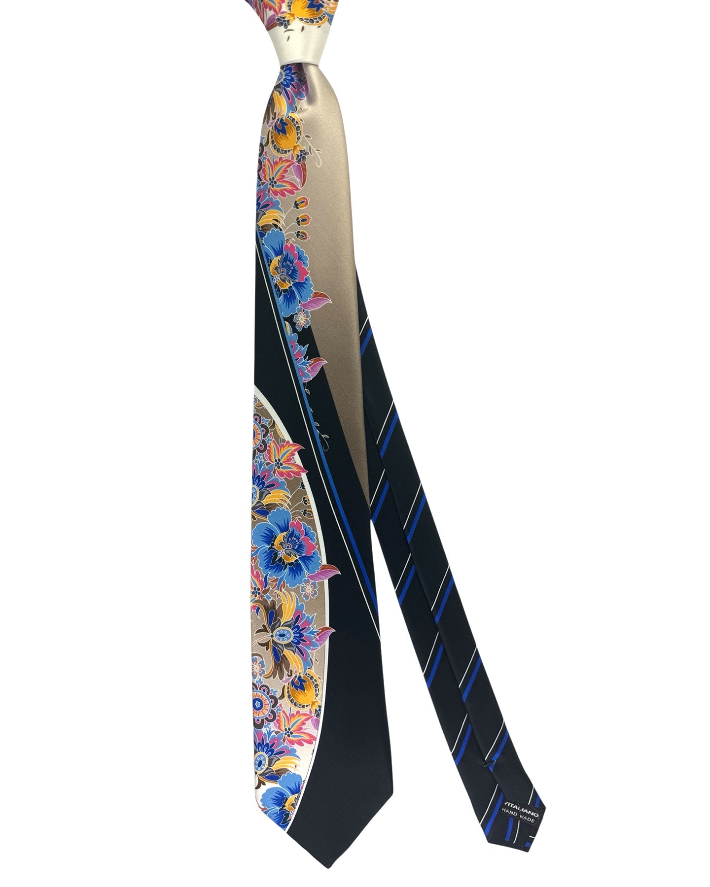 Vitaliano Pancaldi Tie Black Taupe Floral