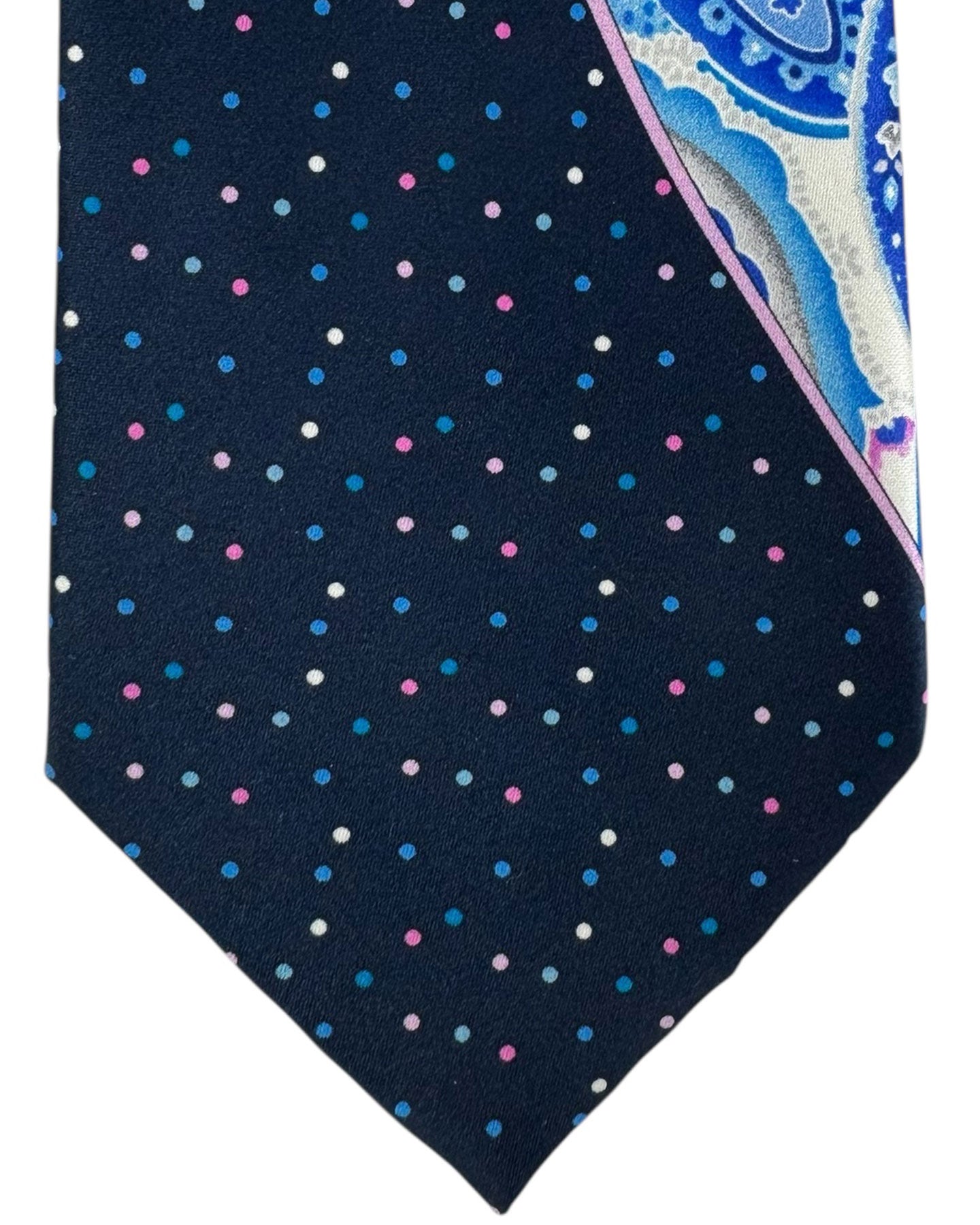 Vitaliano Pancaldi Silk Tie Dark Blue Paisley & Mini Dots
