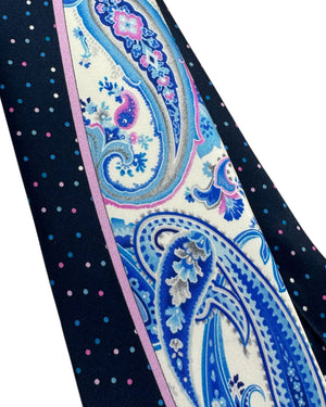 Vitaliano Pancaldi Silk Tie Dark Blue Paisley & Mini Dots