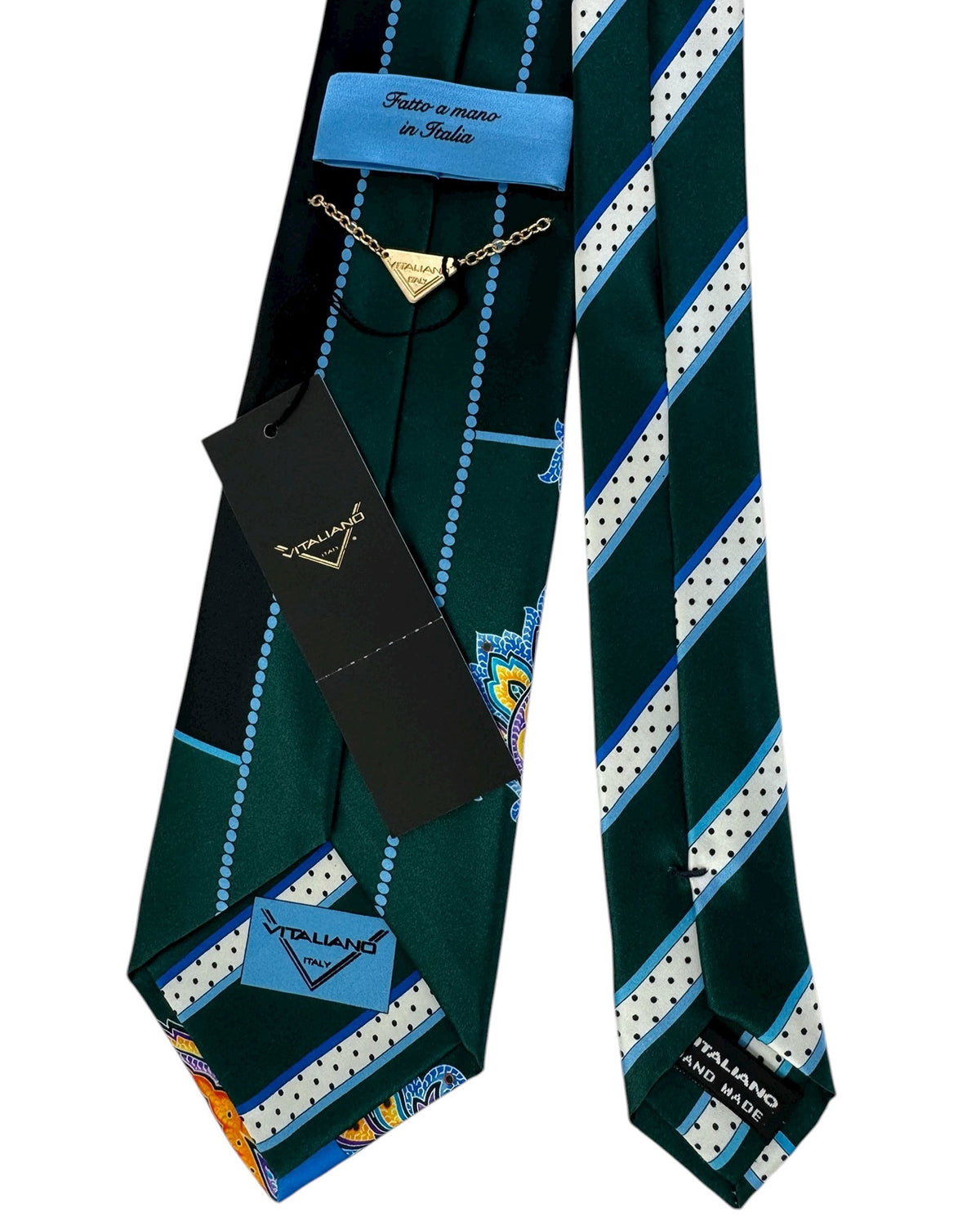 Vitaliano Pancaldi Silk Tie Black Royal Blue Ornamental