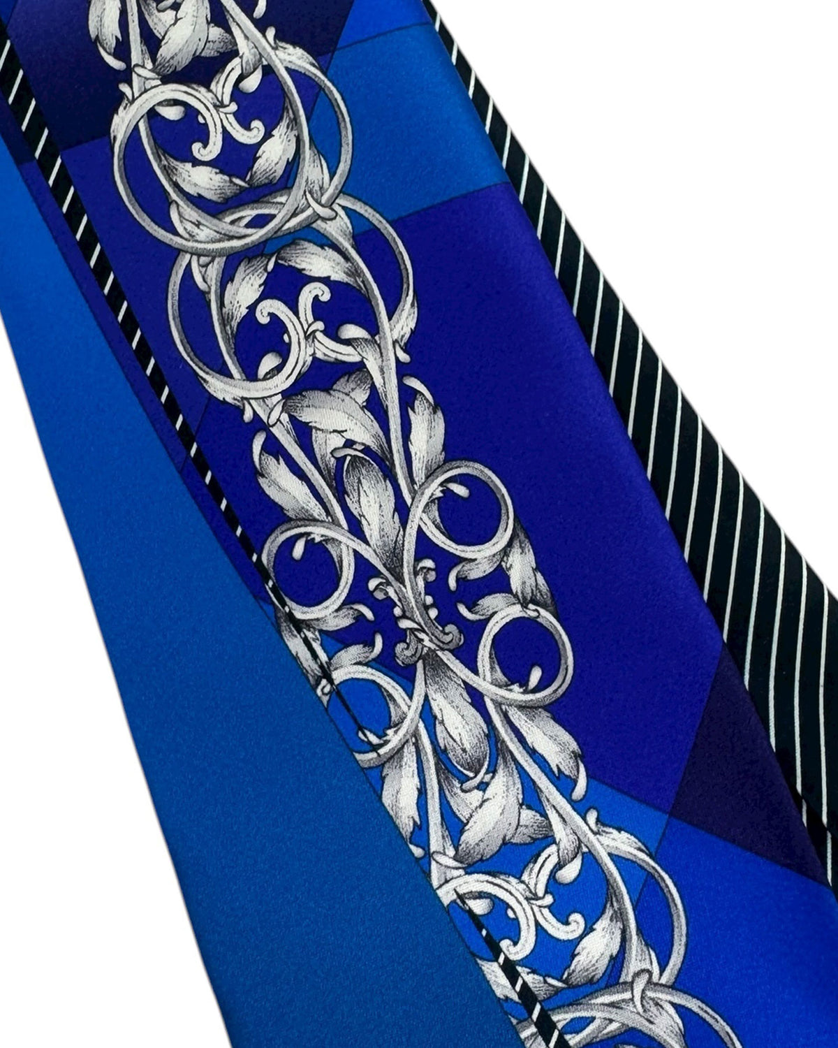 Vitaliano Pancaldi Silk Tie Black Royal Blue Ornamental