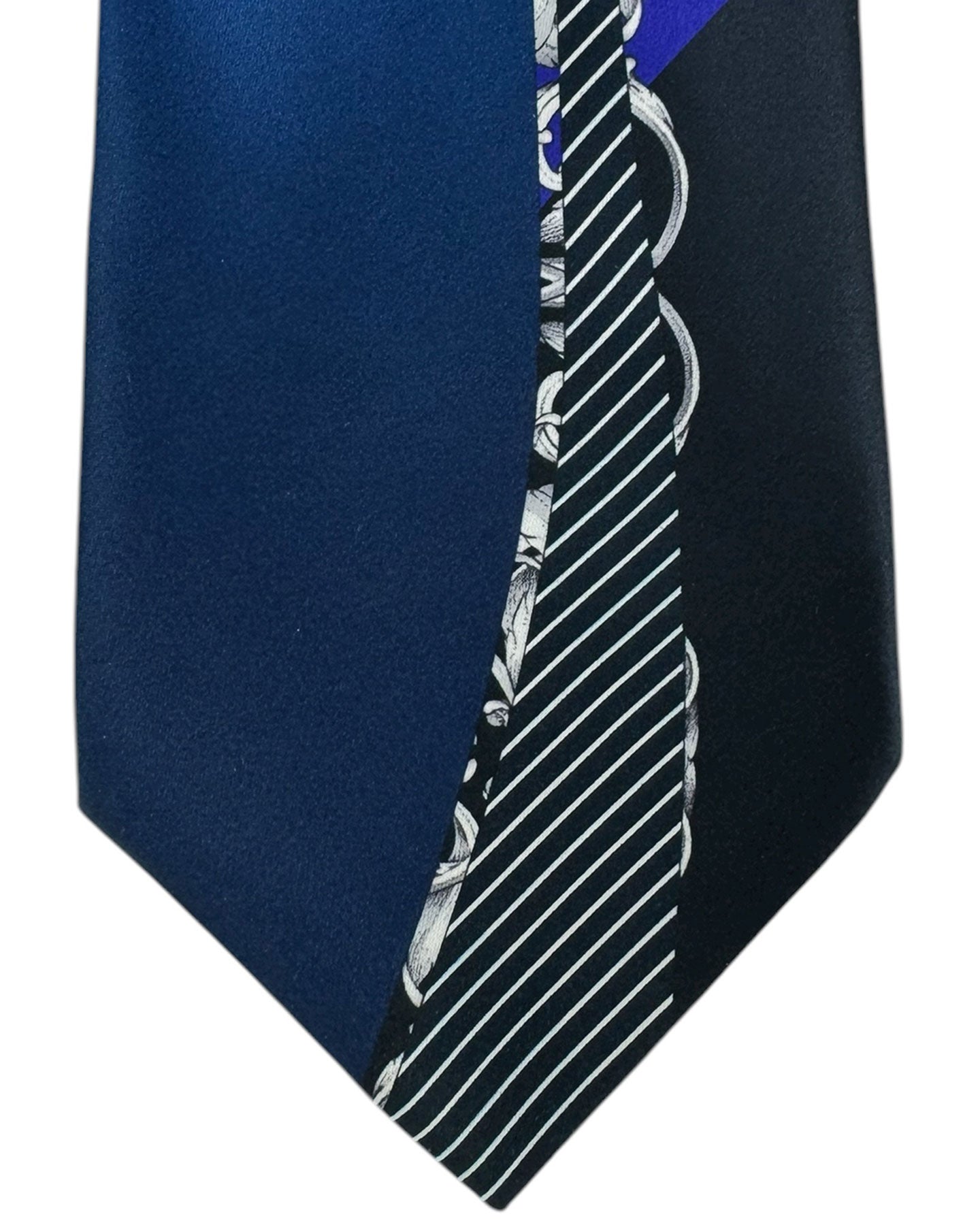 Vitaliano Pancaldi Silk Tie Black Royal Blue Ornamental