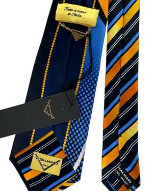 Vitaliano Pancaldi Silk Tie Swirly Stripes