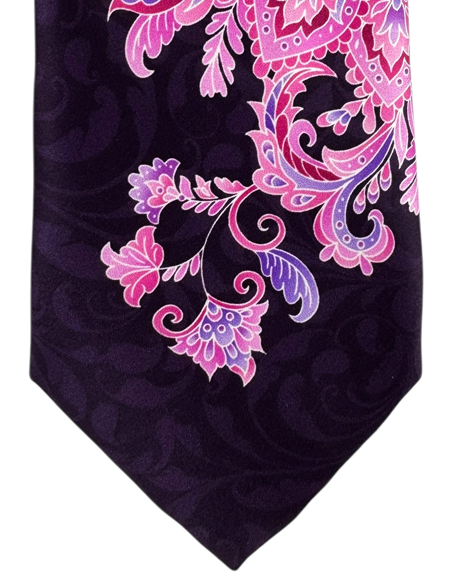 Vitaliano Pancaldi Tie Black Pink Large Paisley