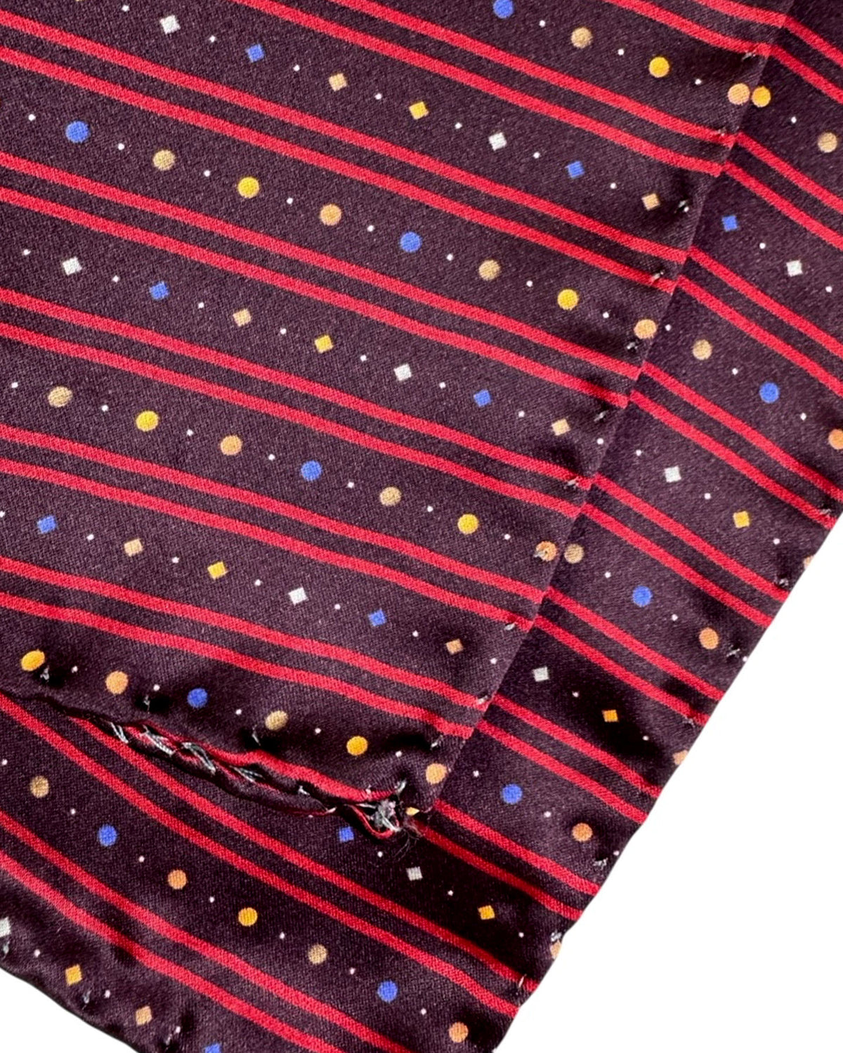 Vitaliano Pancaldi Silk Pocket Square Dark Maroon Red Stripes