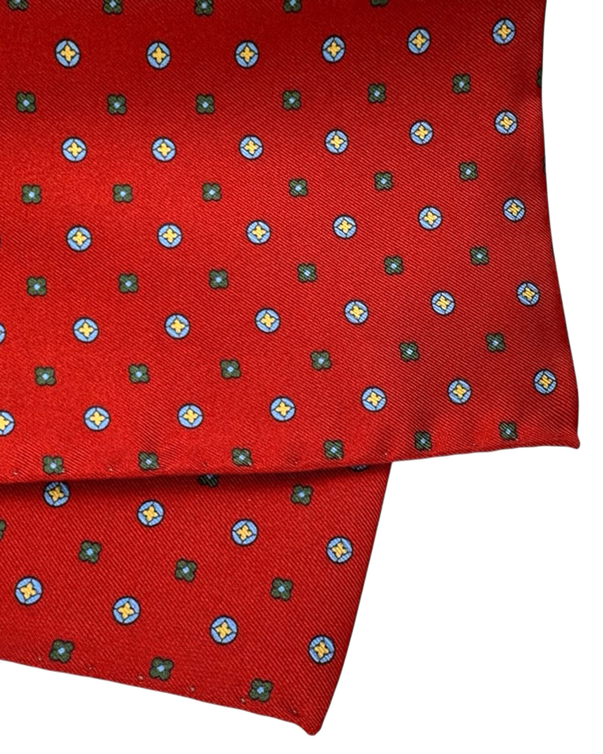 Vitaliano Pancaldi Silk Pocket Square Red Classic Geometric