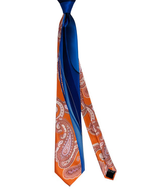 Vitaliano Pancaldi Tie Orange Royal Blue Paisley