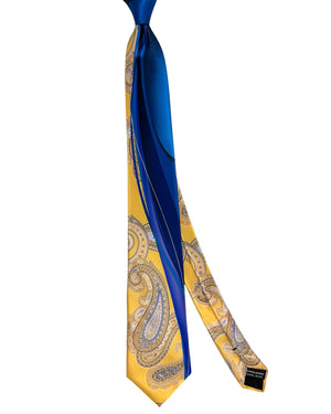 Vitaliano Pancaldi Tie Yellow Royal Blue Paisley